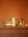  WILLIAM BAILEY - STILL LIFE WITH EGGS, CANDELSTICKS AND BOWL