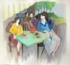  ITZCHAK TARKAY - UNTITLED (AT THE CAFE )
