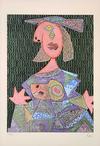  ENRICO BAJ - FEMME ASSISE